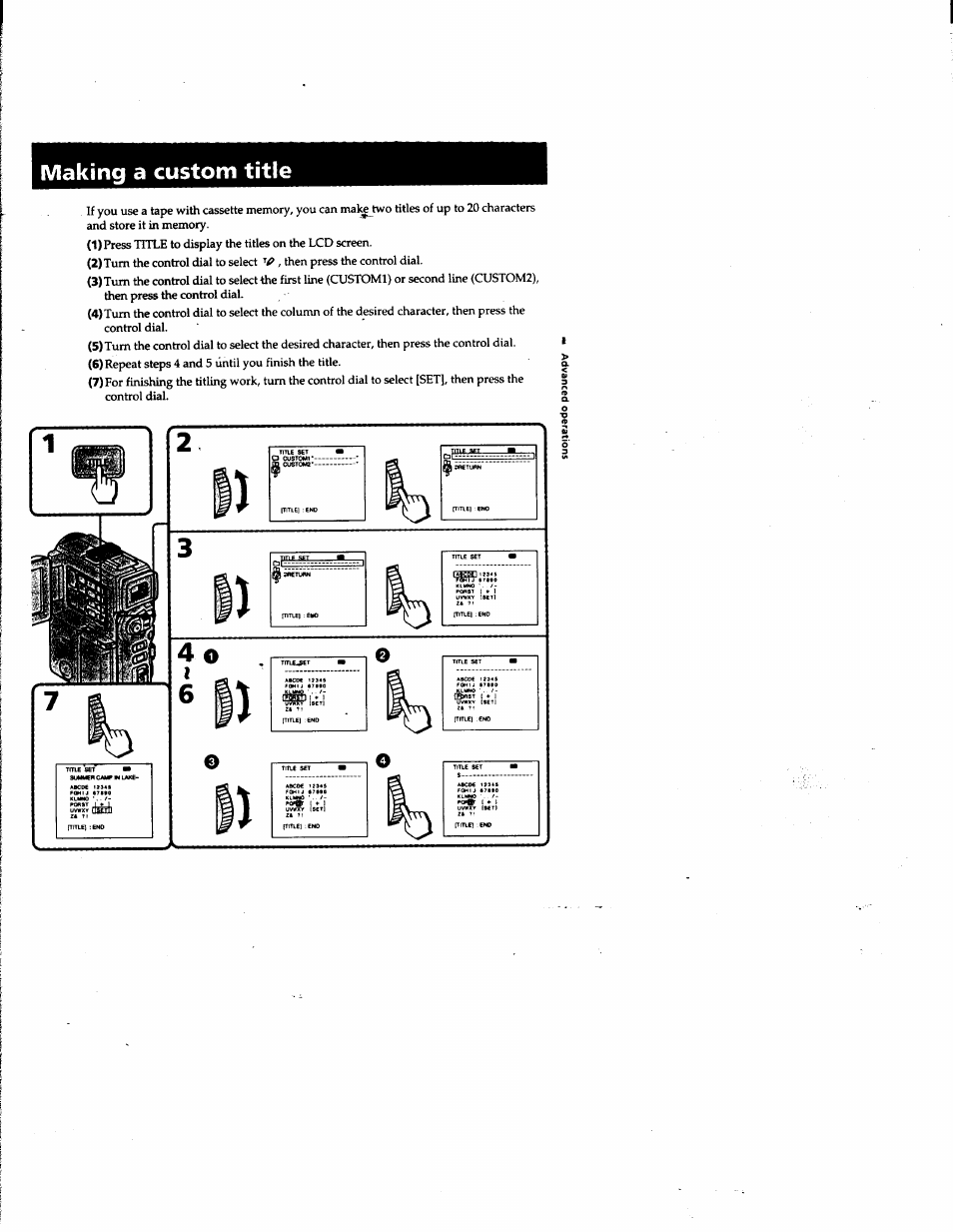 Making a custom title | Sony DCR-PC1 User Manual | Page 53 / 102