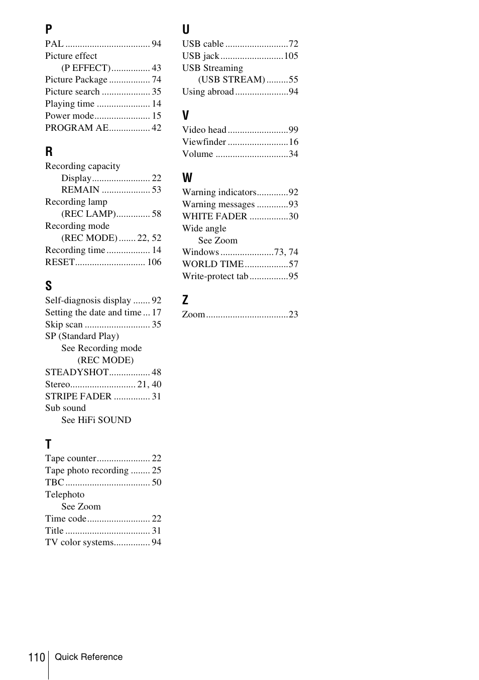 Sony CCD-TRV338 User Manual | Page 110 / 112