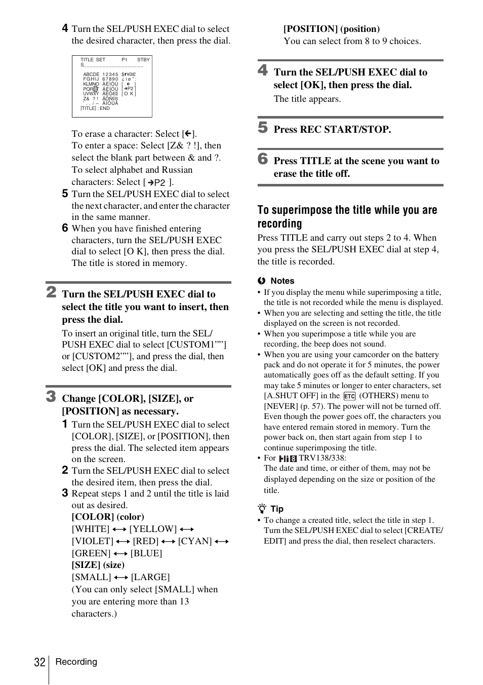 Sony CCD-TRV338 User Manual | Page 32 / 112