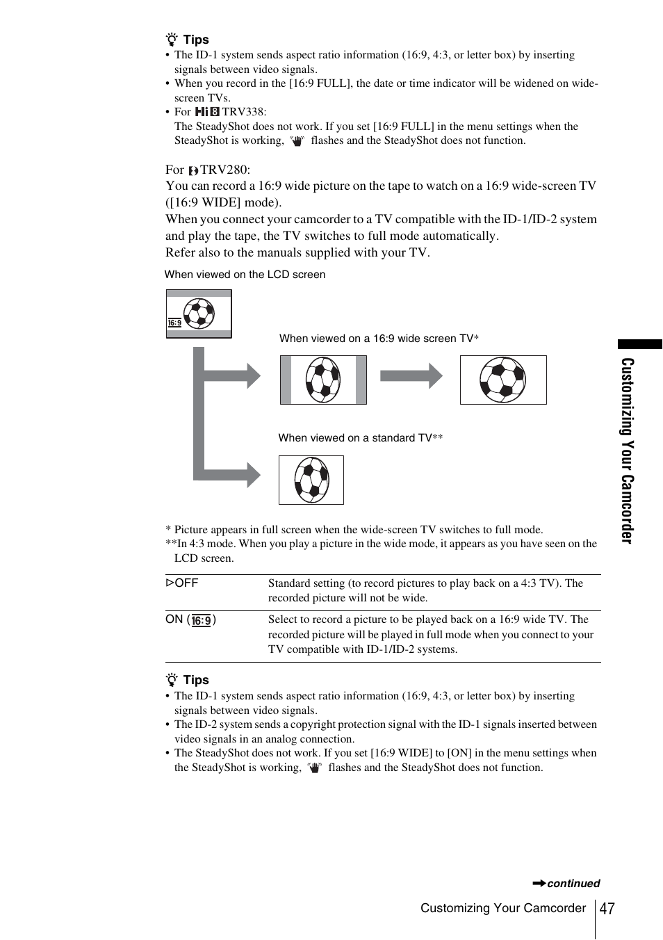 Cust om iz ing yo ur ca mcord er | Sony CCD-TRV338 User Manual | Page 47 / 112