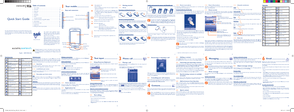 Alcatel 906 User Manual | 2 pages