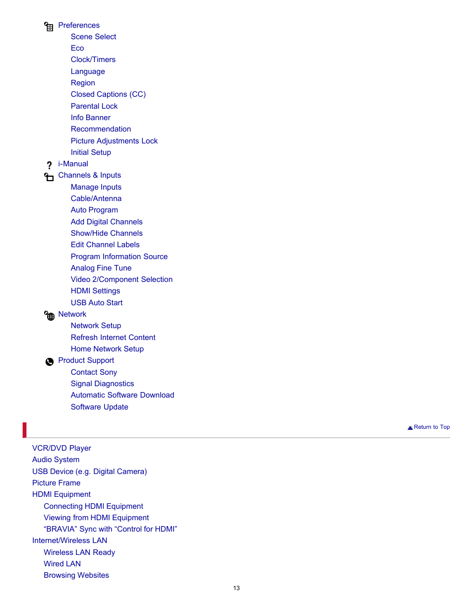 Sony KDL-55EX720 User Manual | Page 13 / 172