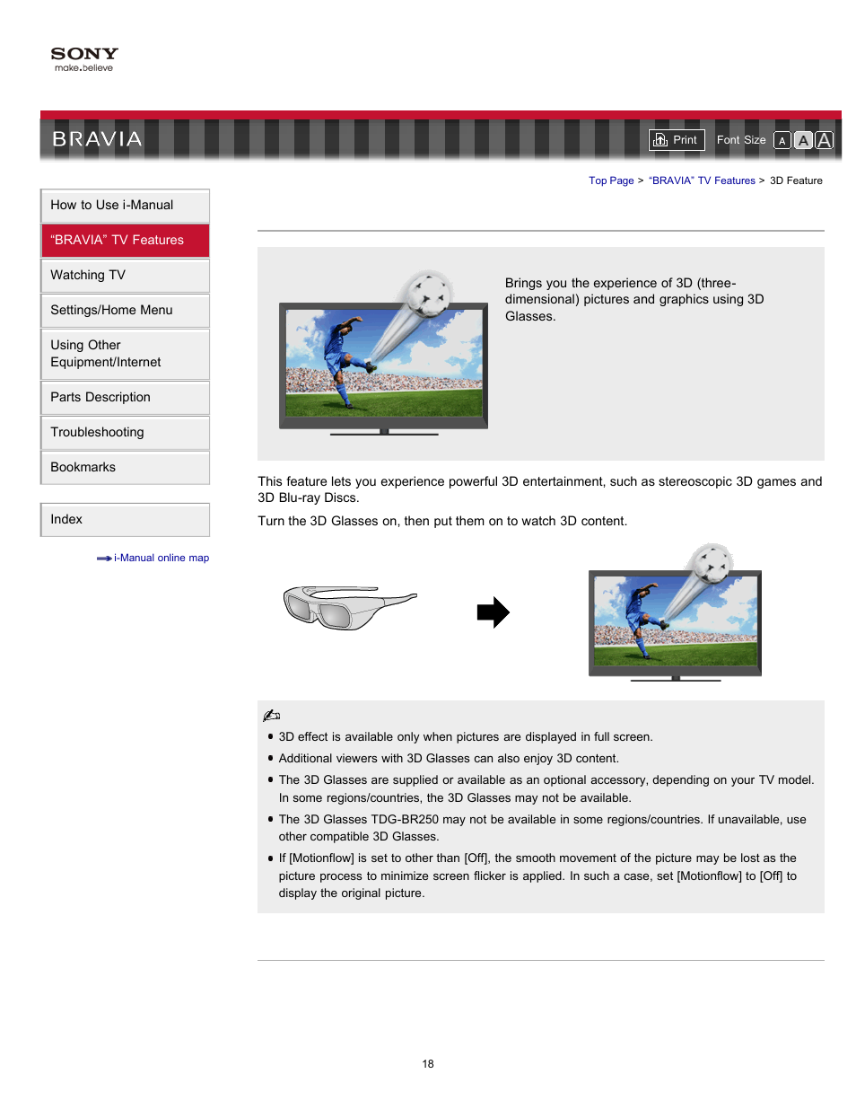 3d feature | Sony KDL-55EX720 User Manual | Page 18 / 172