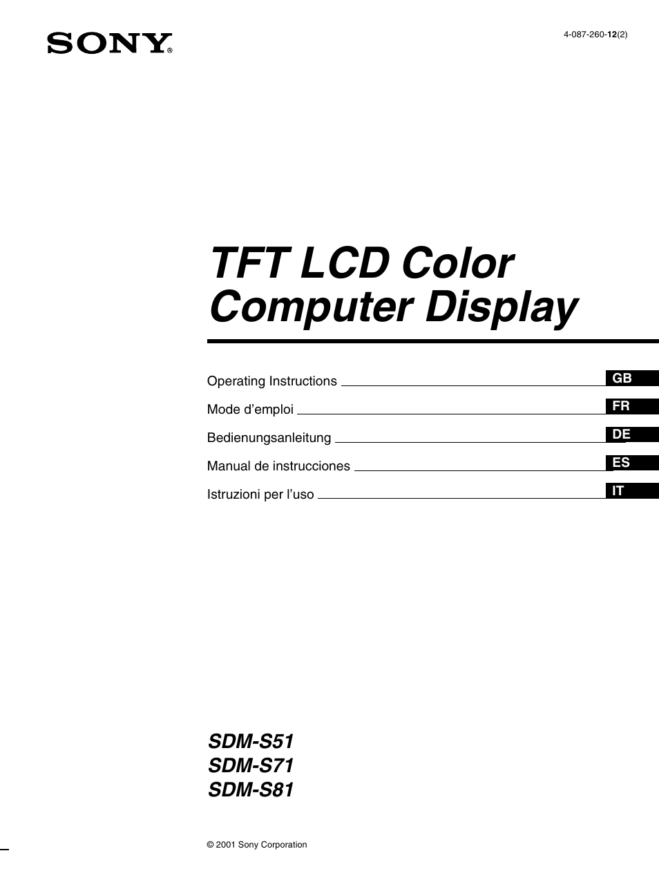 Sony SDM-S71 User Manual | 104 pages