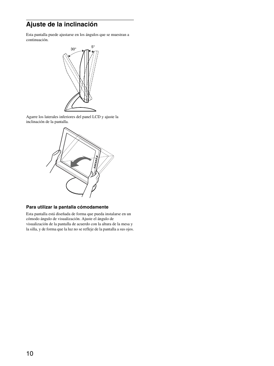 Ajuste de la inclinación, 10 ajuste de la inclinación | Sony SDM-S71 User Manual | Page 70 / 104