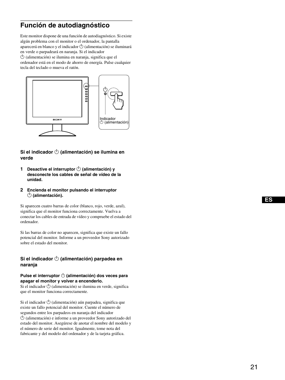 Función de autodiagnóstico | Sony SDM-S71 User Manual | Page 81 / 104