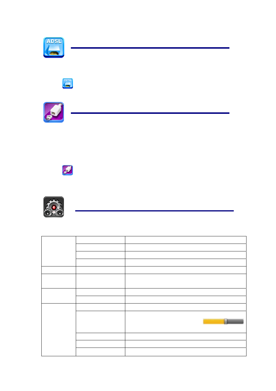 31 adsl settings, 32 ethernet, 33 settings | Alcatel ID702WTA User Manual | Page 25 / 29