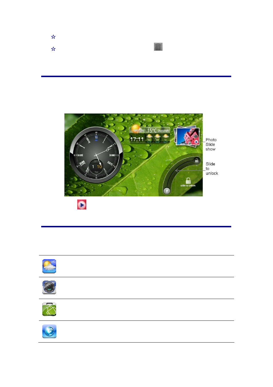 8 screen lock, 9 pre-loaded applications | Alcatel ID702WTA User Manual | Page 7 / 29
