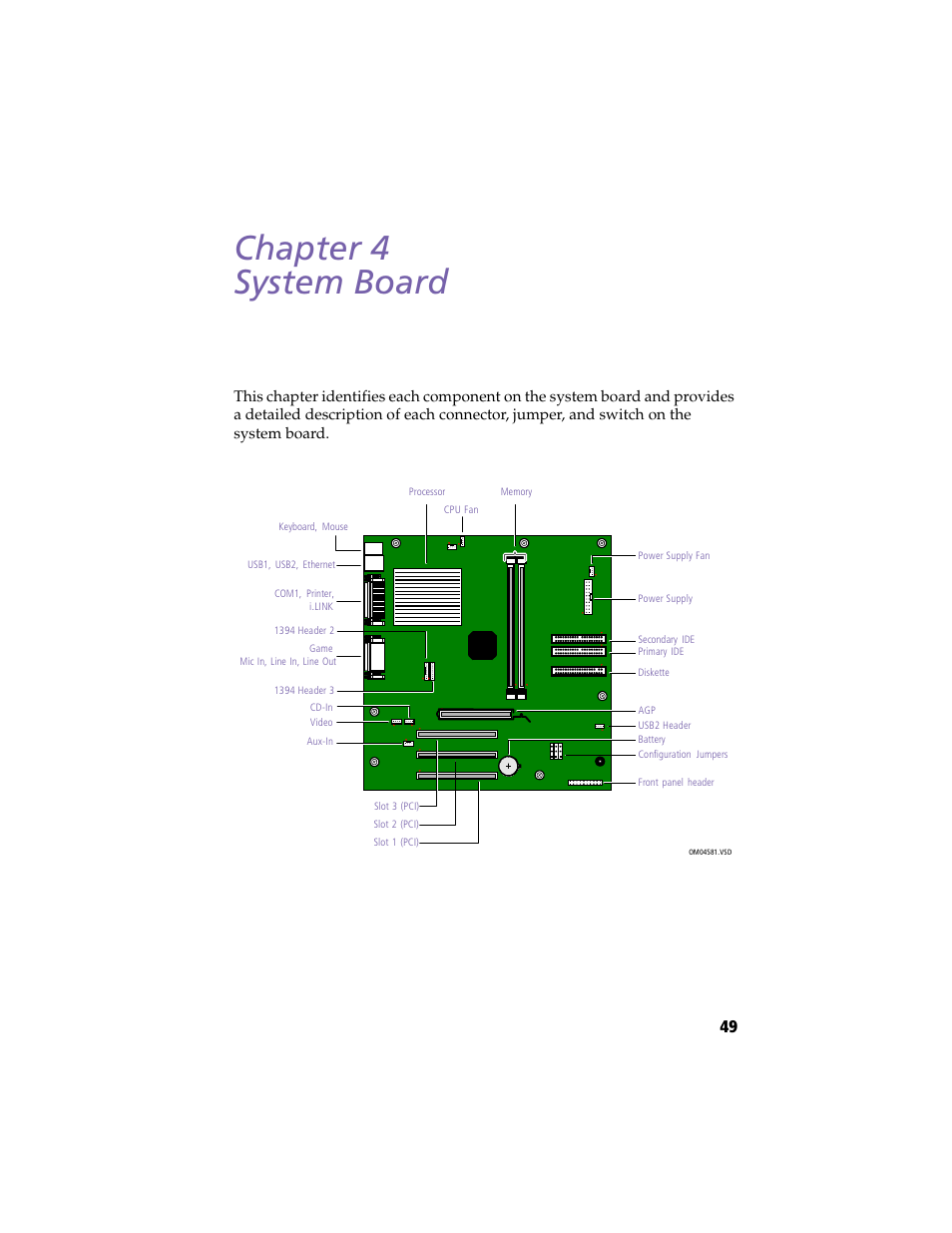 System board, Chapter 4 — system board, Chapter 4 system board | Sony PCV-R558DS User Manual | Page 63 / 118
