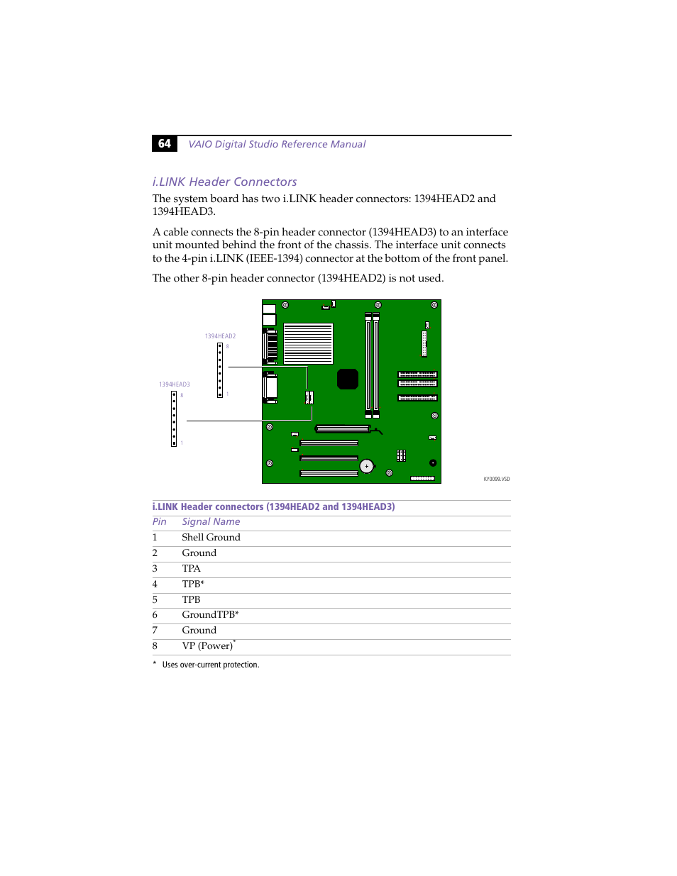 I.link header connectors, 64 i.link header connectors | Sony PCV-R558DS User Manual | Page 78 / 118