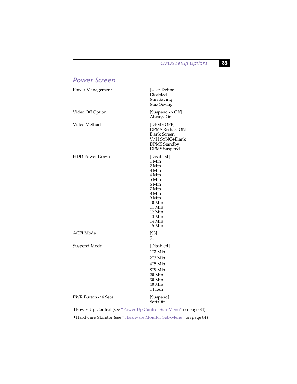 Power screen | Sony PCV-R558DS User Manual | Page 97 / 118