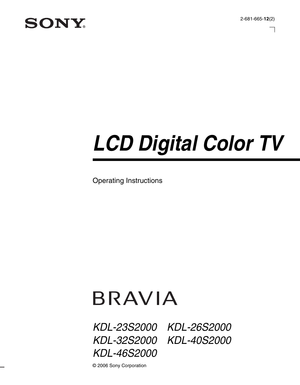 Sony KDL-40S2000 User Manual | 48 pages
