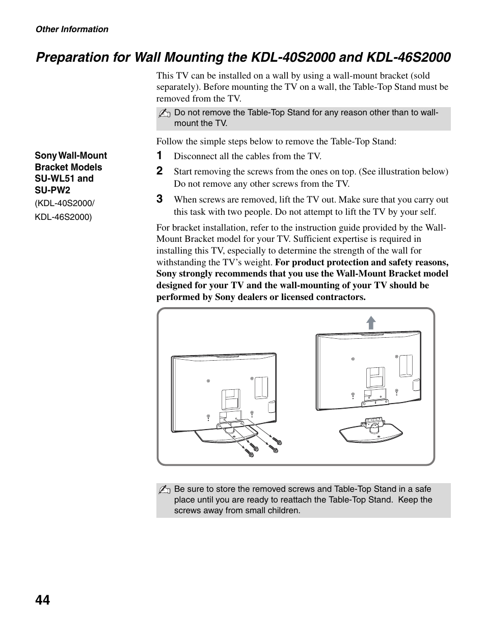 Sony KDL-40S2000 User Manual | Page 44 / 48