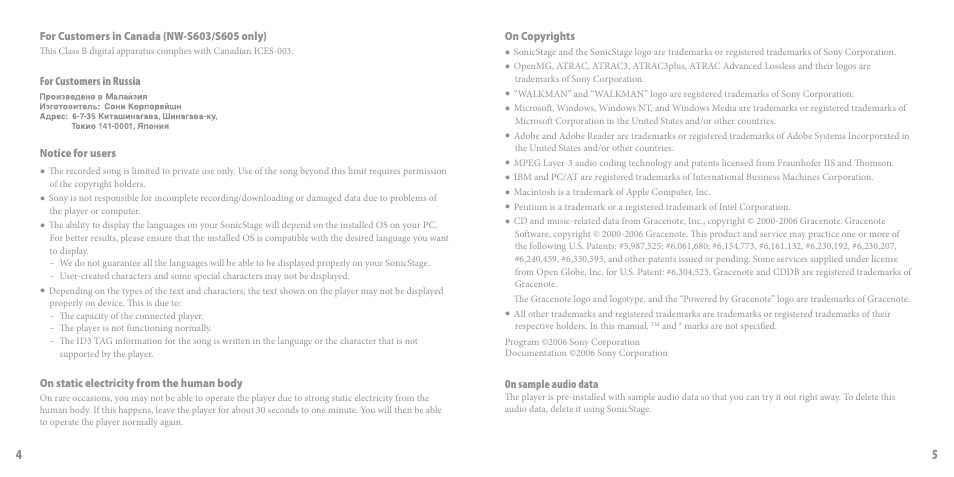 Sony NW-S703F User Manual | Page 3 / 14