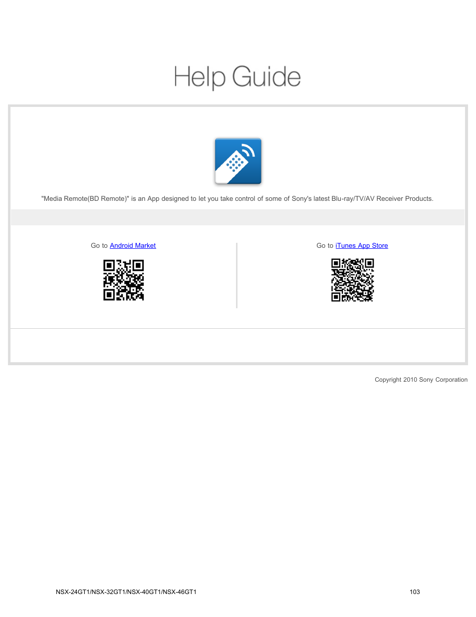 Media remote, How to install the media remote | Sony NSX-32GT1 User Manual | Page 103 / 103