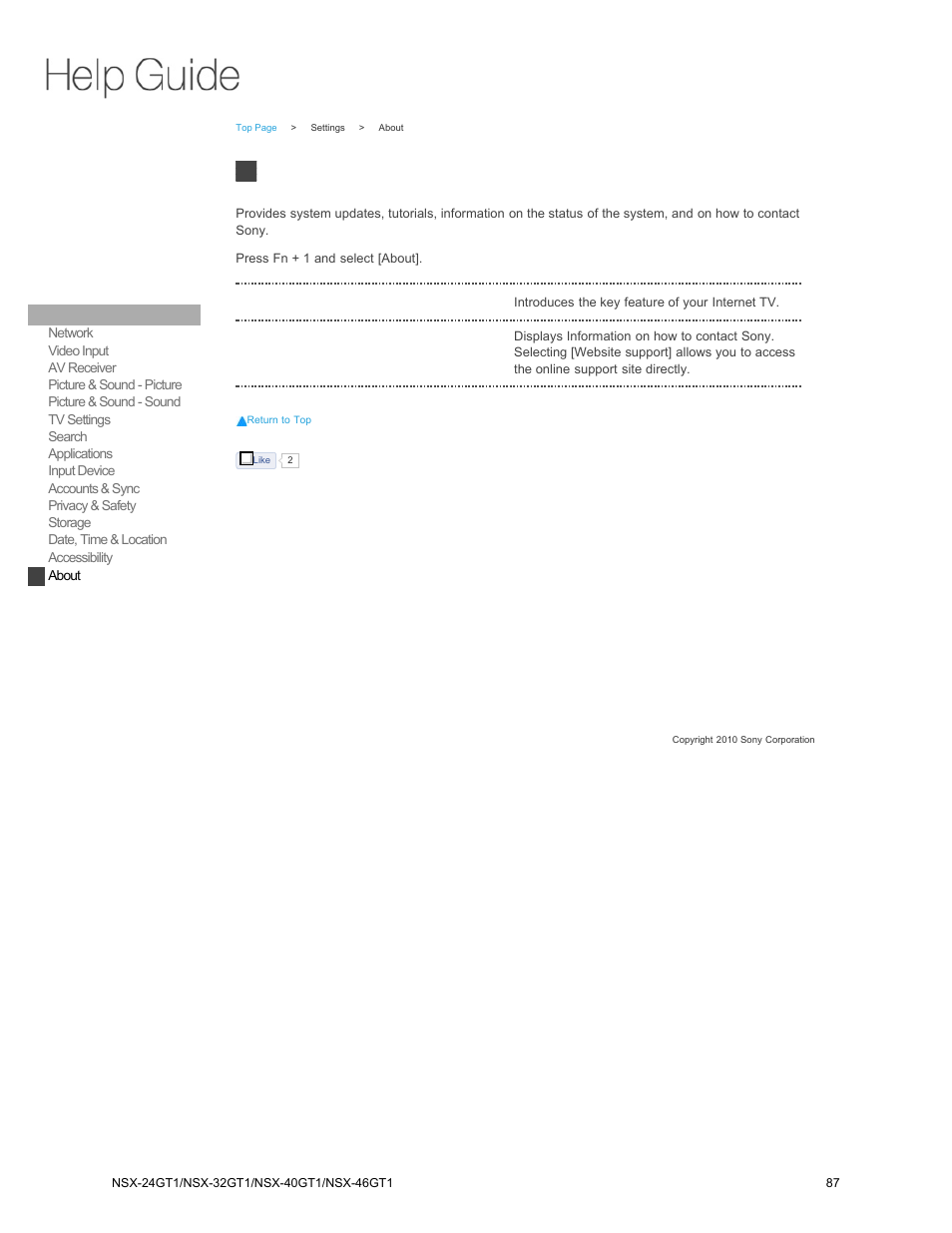 About | Sony NSX-32GT1 User Manual | Page 87 / 103