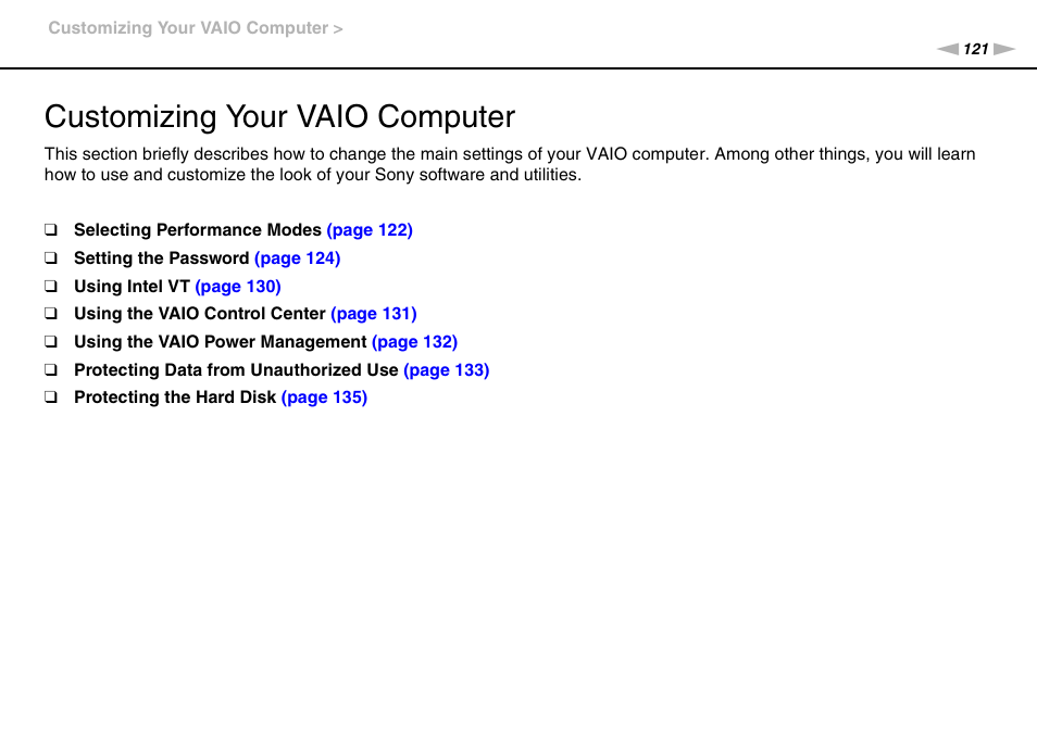 Customizing your vaio computer | Sony VPCSC1AFM User Manual | Page 121 / 210