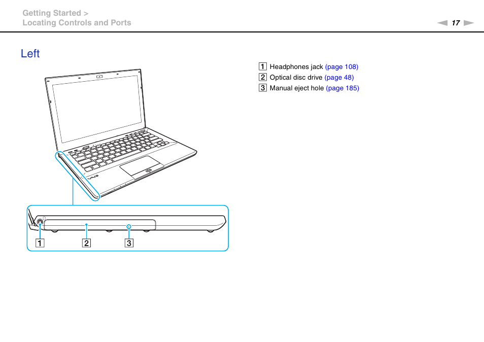 Left | Sony VPCSC1AFM User Manual | Page 17 / 210