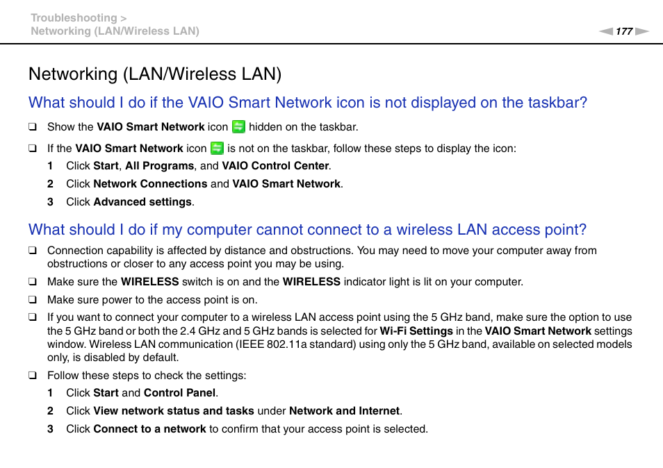 Networking (lan/wireless lan), Lan) | Sony VPCSC1AFM User Manual | Page 177 / 210