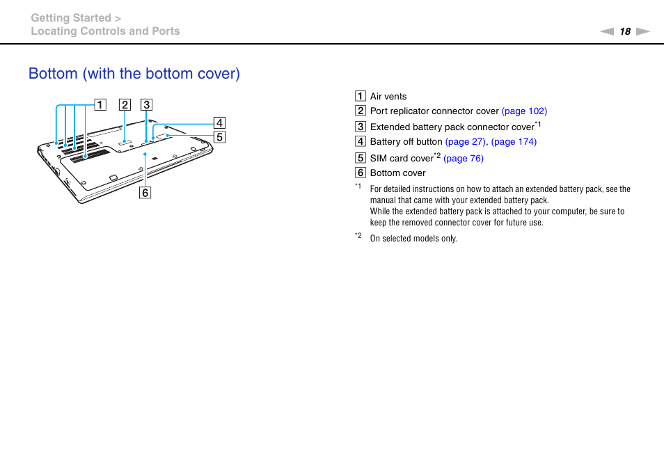 Bottom (with the bottom cover) | Sony VPCSC1AFM User Manual | Page 18 / 210