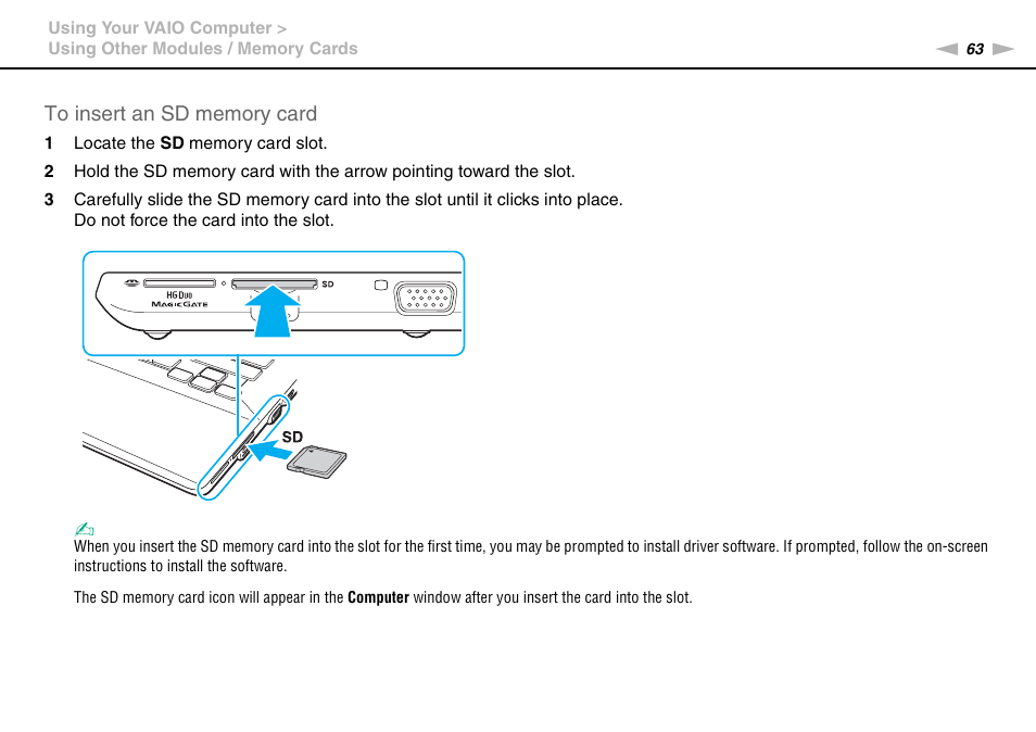 Sony VPCSC1AFM User Manual | Page 63 / 210