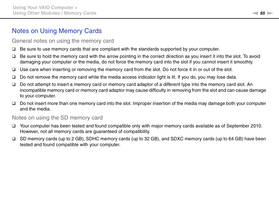 Sony VPCSC1AFM User Manual | Page 65 / 210