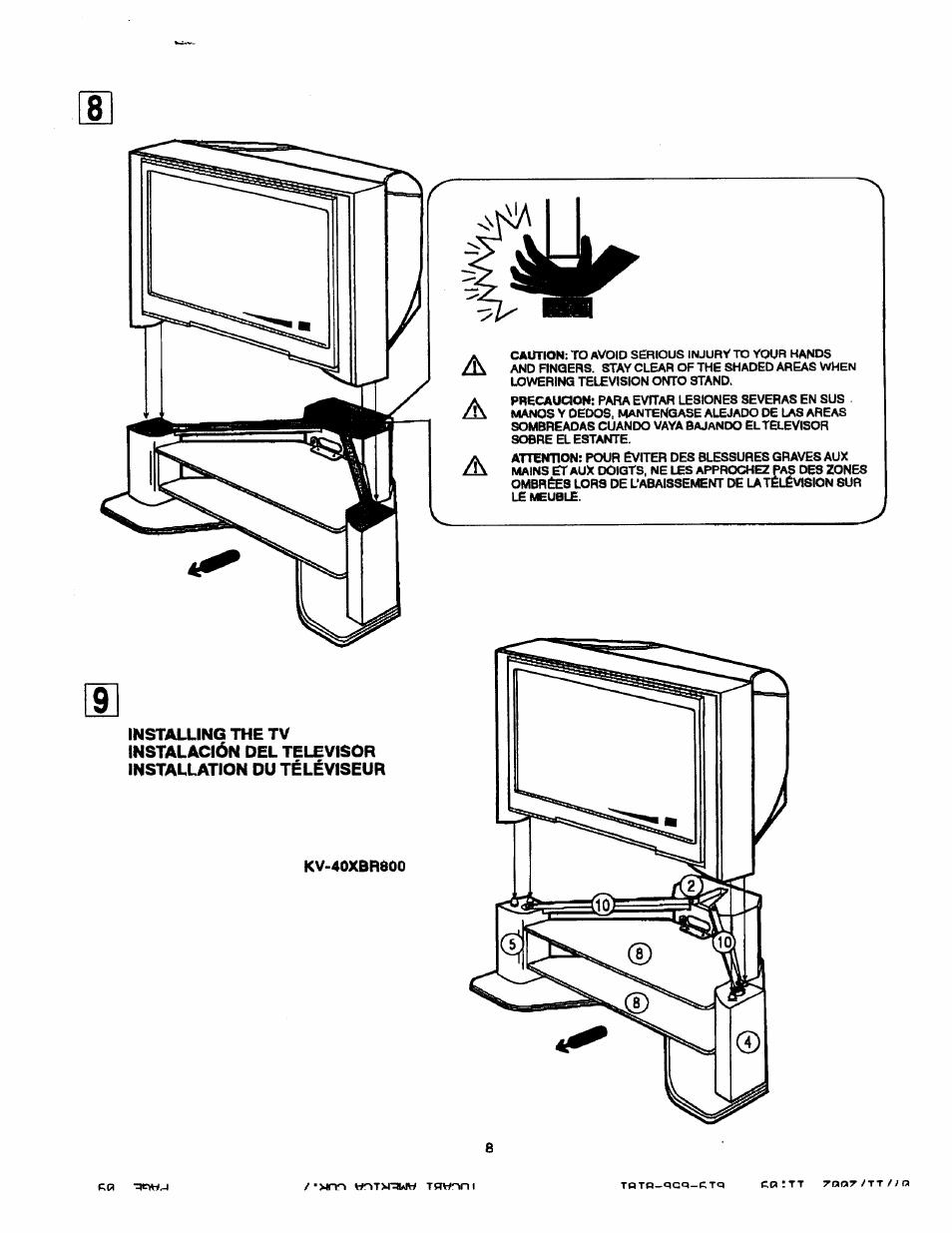 Sony SU-40XBR8 User Manual | Page 8 / 12