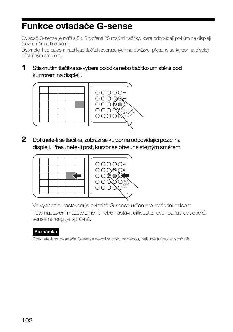 Funkce ovladače g-sense | Sony VGF-AP1L User Manual | Page 102 / 104