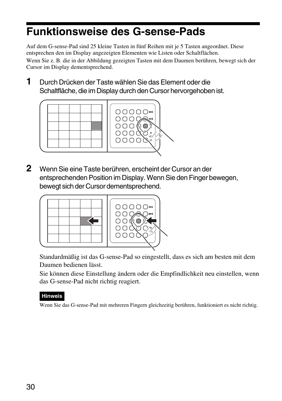 Funktionsweise des g-sense-pads | Sony VGF-AP1L User Manual | Page 30 / 104