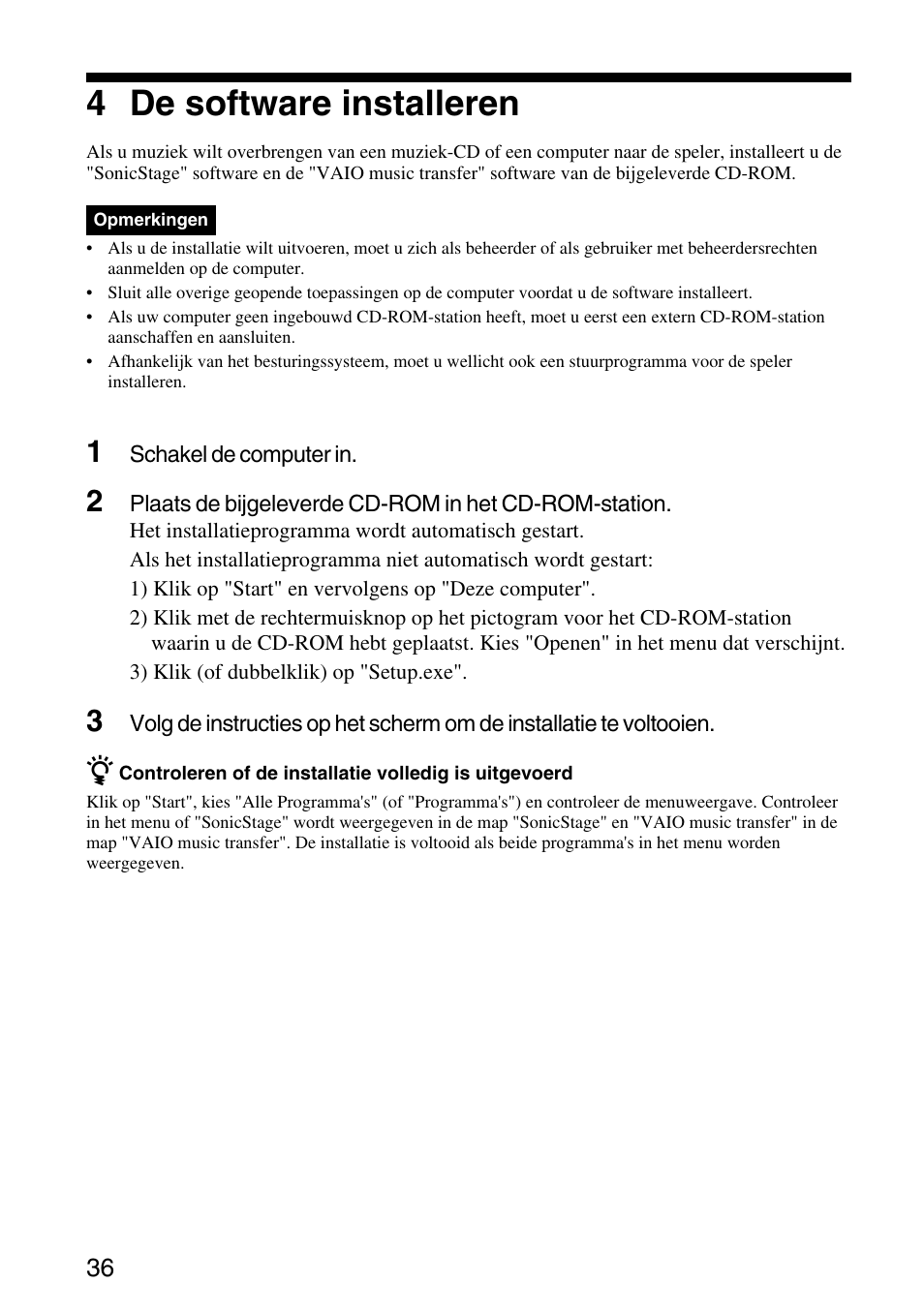 4 de software installeren | Sony VGF-AP1L User Manual | Page 36 / 104