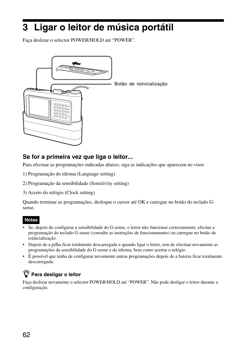 3 ligar o leitor de música portátil | Sony VGF-AP1L User Manual | Page 62 / 104