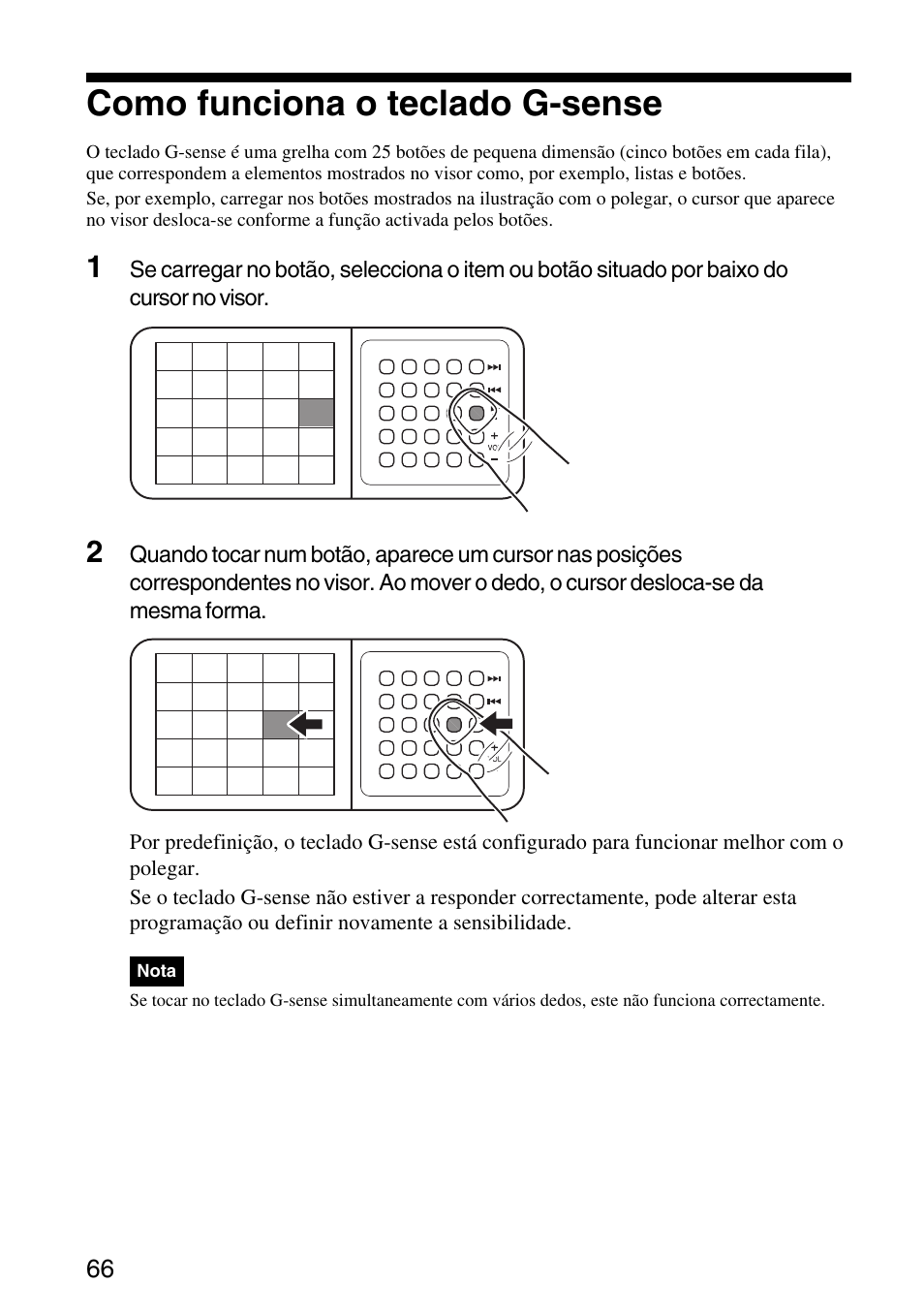 Como funciona o teclado g-sense | Sony VGF-AP1L User Manual | Page 66 / 104