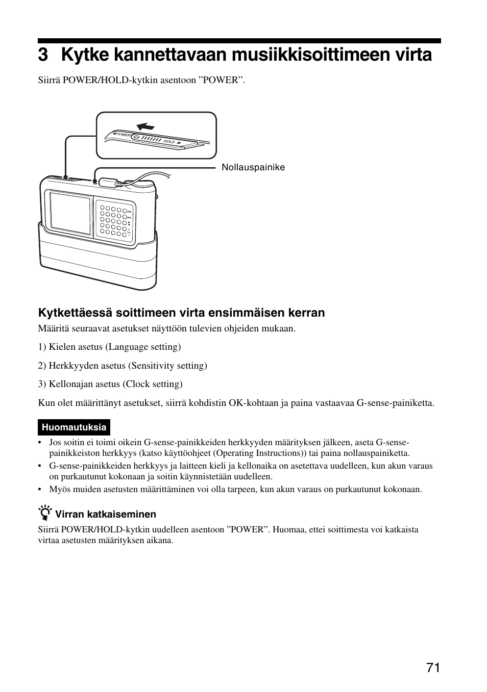 3 kytke kannettavaan musiikkisoittimeen virta | Sony VGF-AP1L User Manual | Page 71 / 104