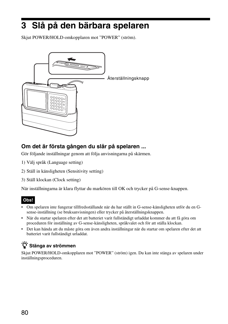 3 slå på den bärbara spelaren | Sony VGF-AP1L User Manual | Page 80 / 104