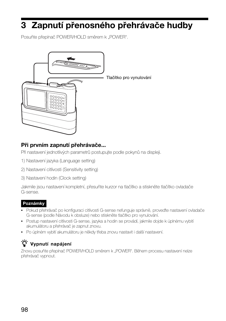 3 zapnutí přenosného přehrávače hudby | Sony VGF-AP1L User Manual | Page 98 / 104