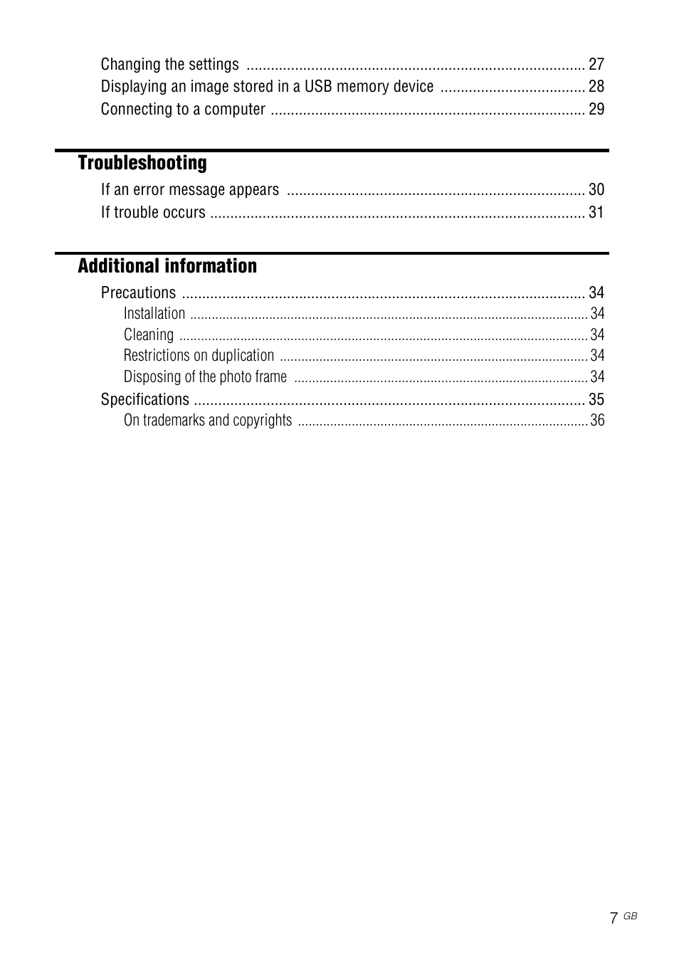 Troubleshooting, Additional information | Sony DPF-D830 User Manual | Page 7 / 40