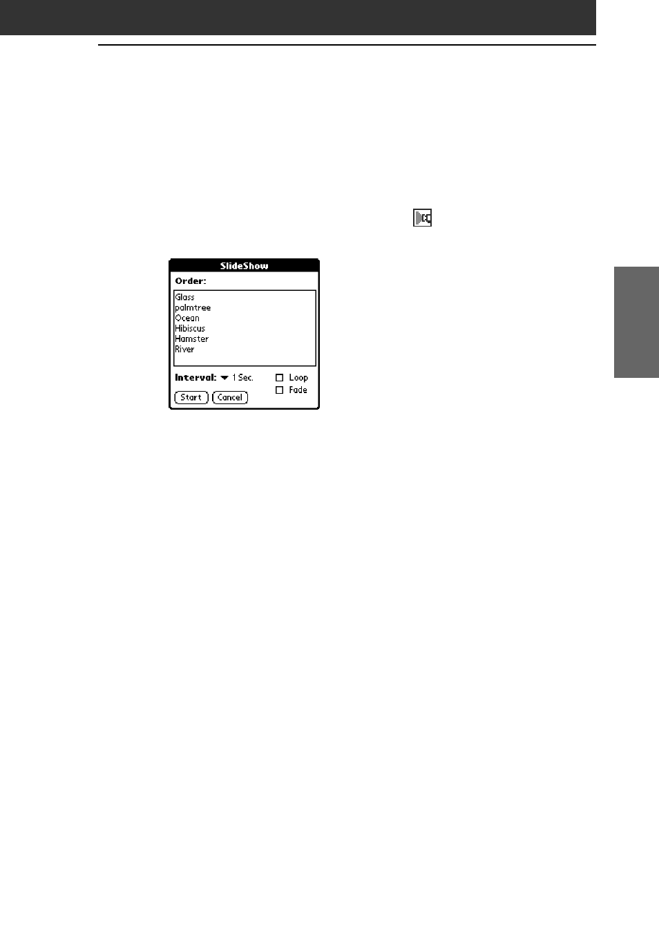 Viewing image files one after another (slide-show) | Sony PEG-S320 User Manual | Page 17 / 37