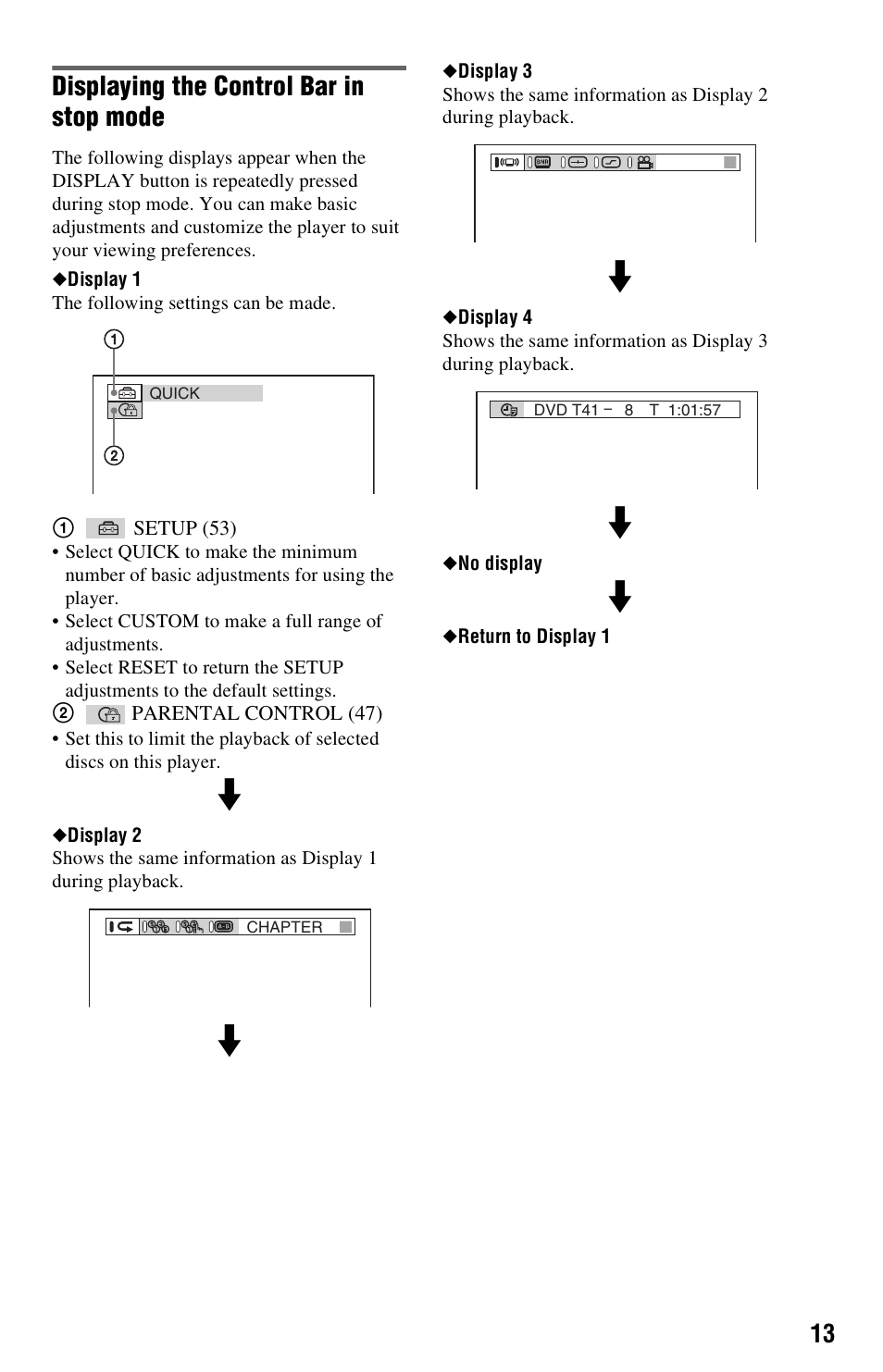 Displaying the control bar in stop mode | Sony DVP-NS325 User Manual | Page 13 / 66