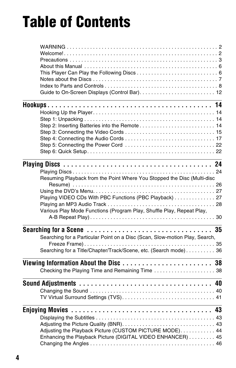 Sony DVP-NS325 User Manual | Page 4 / 66