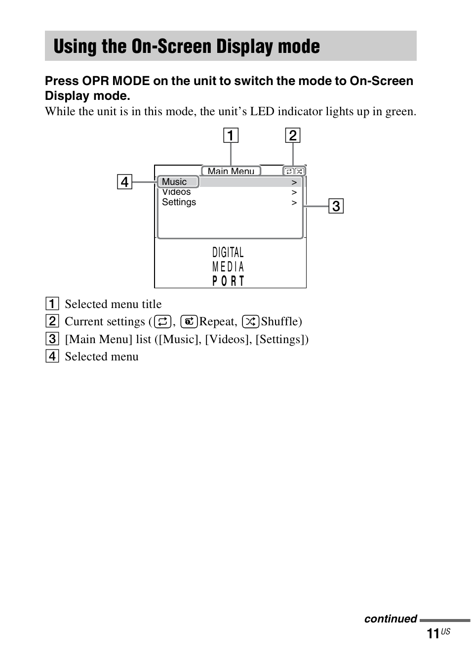 Using the on-screen display mode, Using the on-screen, Display mode | Sony HT-SS380 User Manual | Page 11 / 36