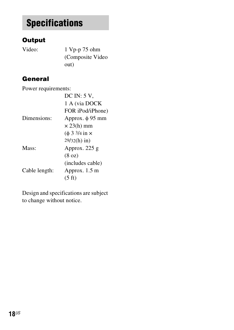 Specifications | Sony HT-SS380 User Manual | Page 18 / 36