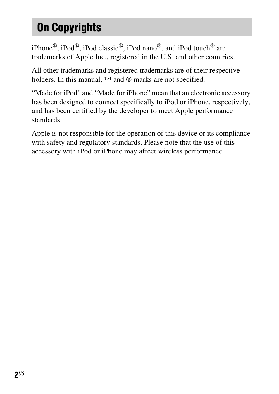 On copyrights | Sony HT-SS380 User Manual | Page 2 / 36