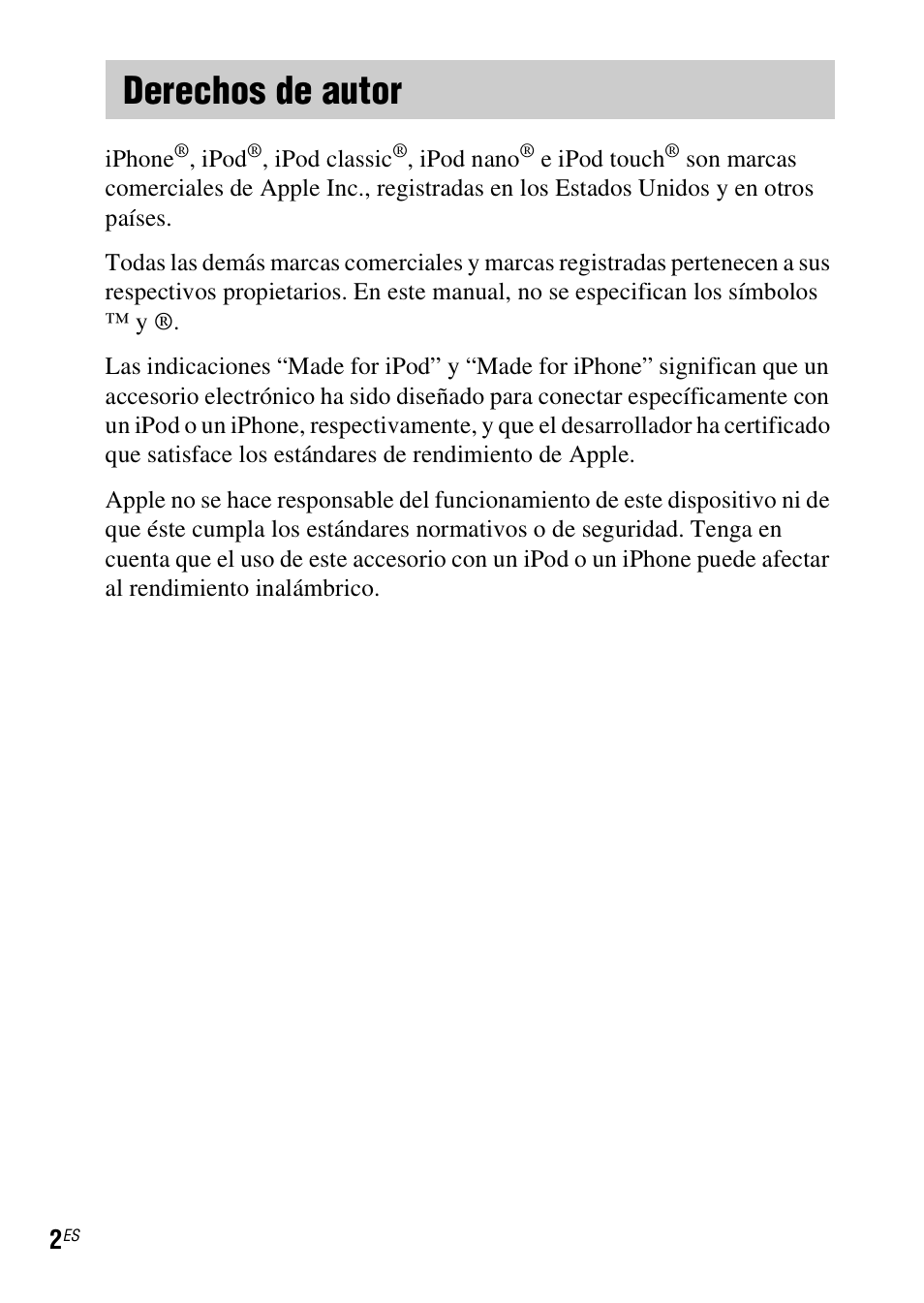 Derechos de autor | Sony HT-SS380 User Manual | Page 20 / 36