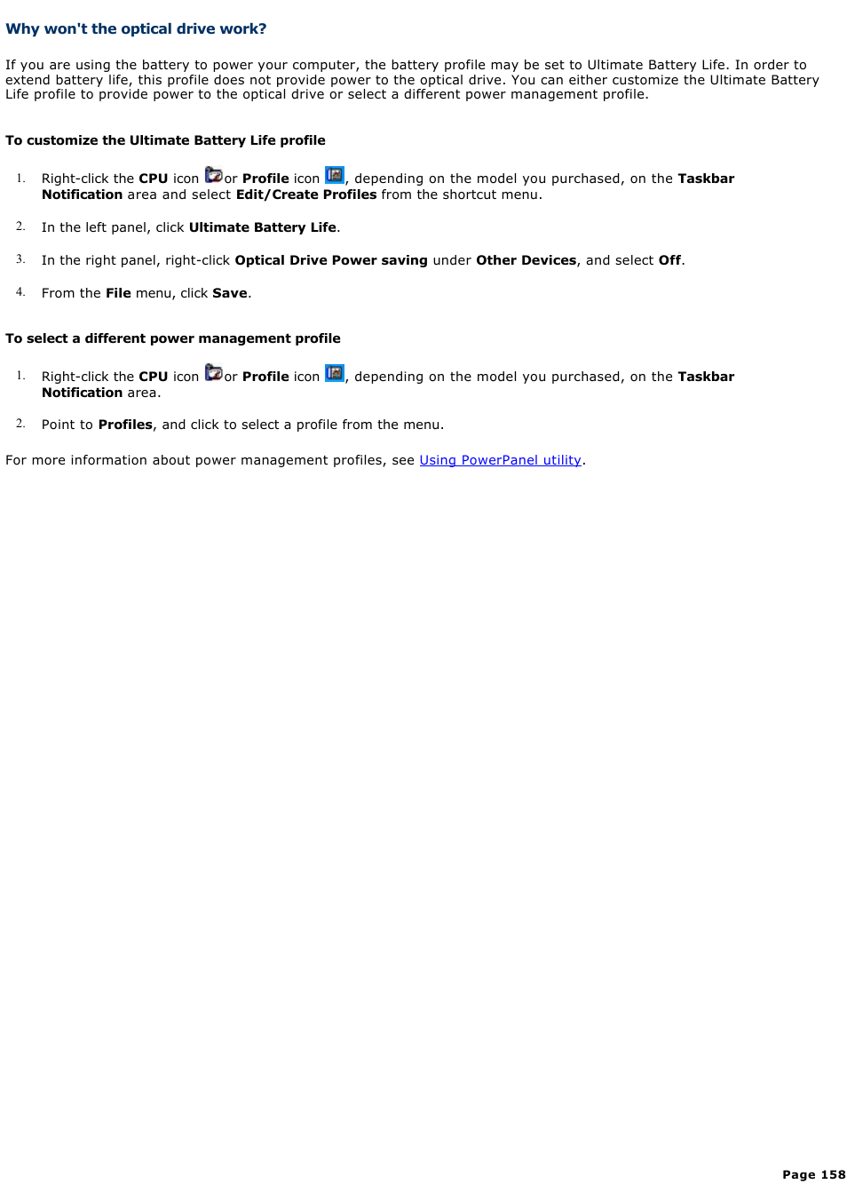 Why won't the optical drive work | Sony PCG-TR3AP User Manual | Page 158 / 199