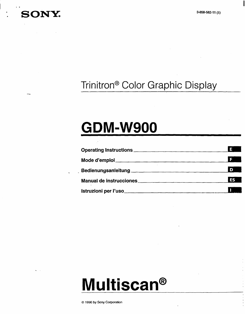 Sony GDM-W900 User Manual | 21 pages