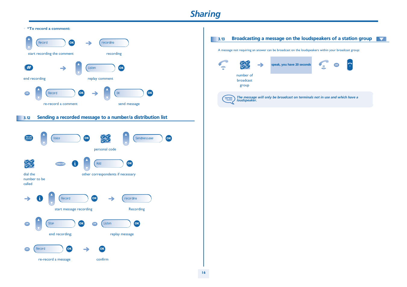 P. 16, Sharing | Alcatel Alcatel OmniPCX Office 4018/4019 User Manual | Page 16 / 26