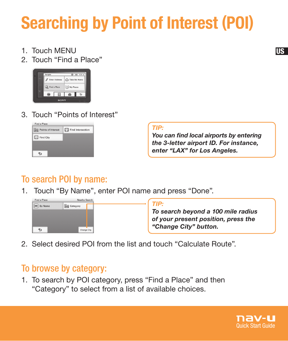 Searching by point of interest (poi) | Sony NV-U83T User Manual | Page 13 / 68