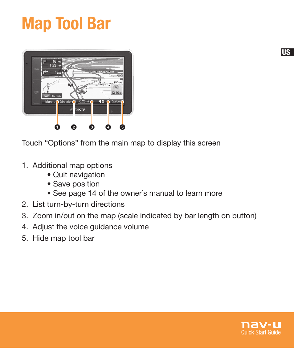 Map tool bar | Sony NV-U83T User Manual | Page 15 / 68