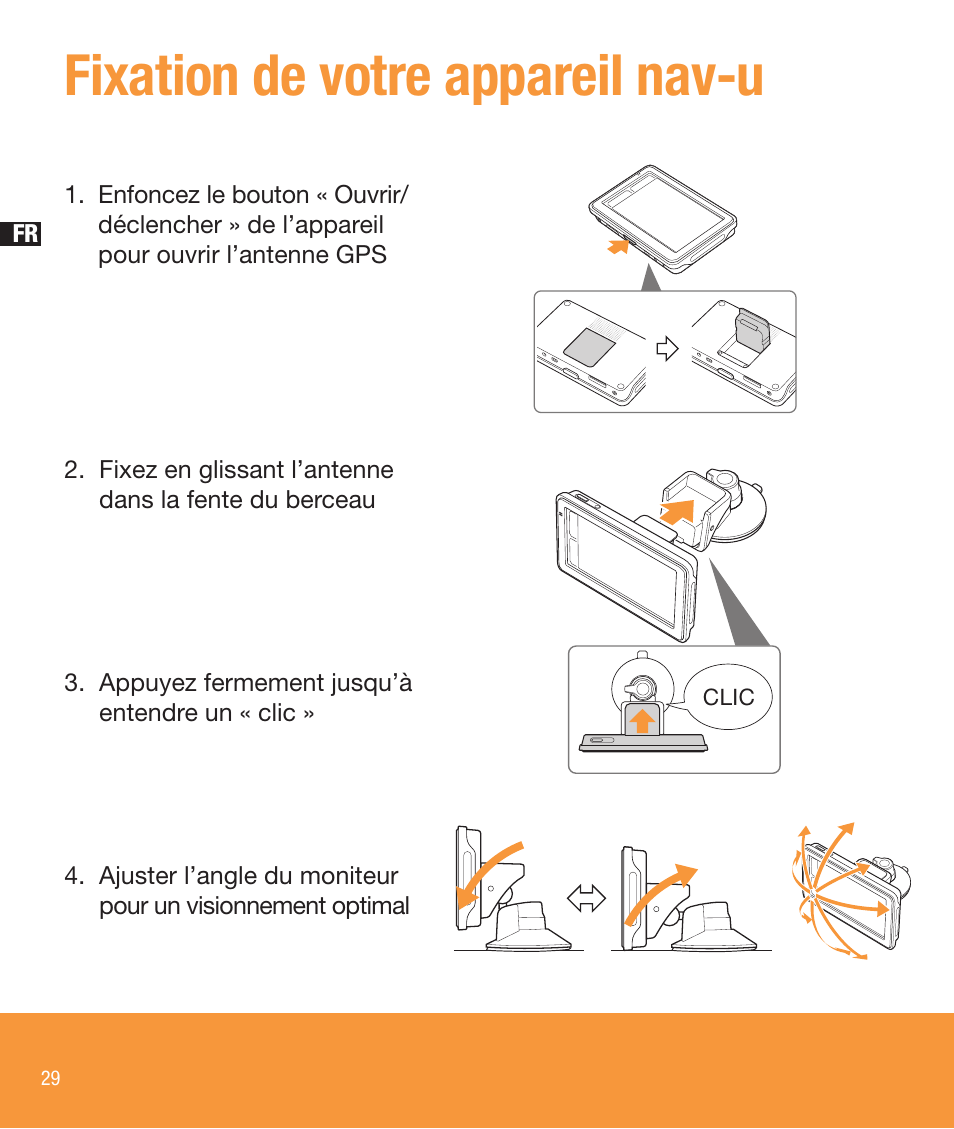 Fixation de votre appareil nav-u | Sony NV-U83T User Manual | Page 30 / 68