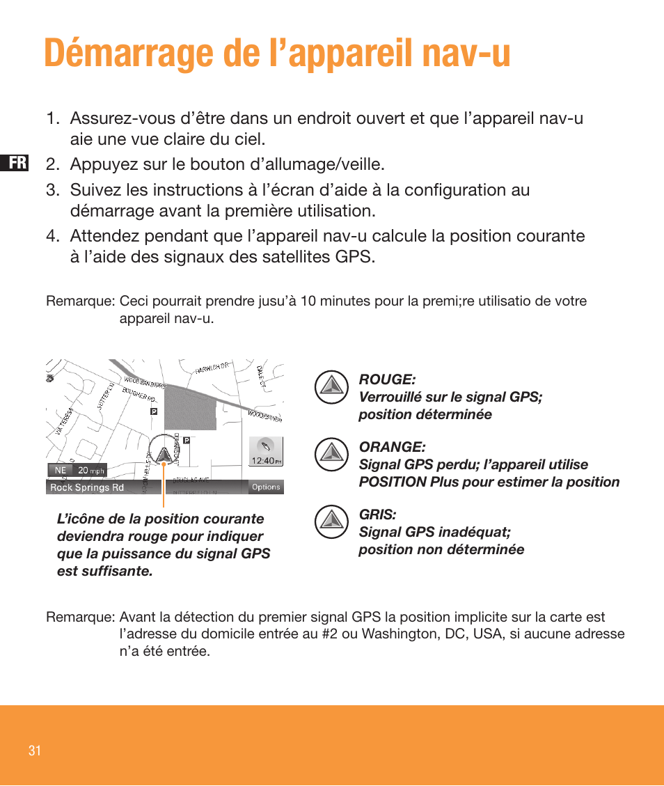 Démarrage de l’appareil nav-u | Sony NV-U83T User Manual | Page 32 / 68